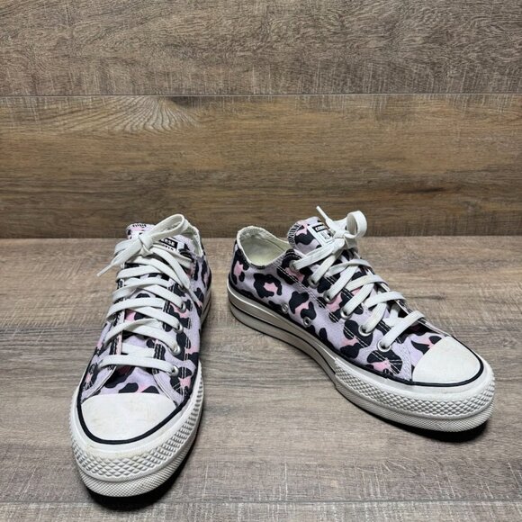 Converse Lift Purple Leopard Canvas Platform Sneakers Women's Size 8 - Picture 6 of 7